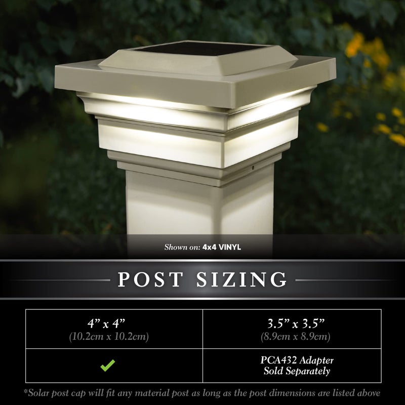 Classy Caps SL078T 4x4 Regal Solar Post Cap - 2 Pack, Tan â€“ High-Performance Solar LED Lights, Durable Tan PVC (Vinyl) Construction, Weather-Resistant, Ideal for Outdoor Posts, Warm & Cool Light Modes - Image 3